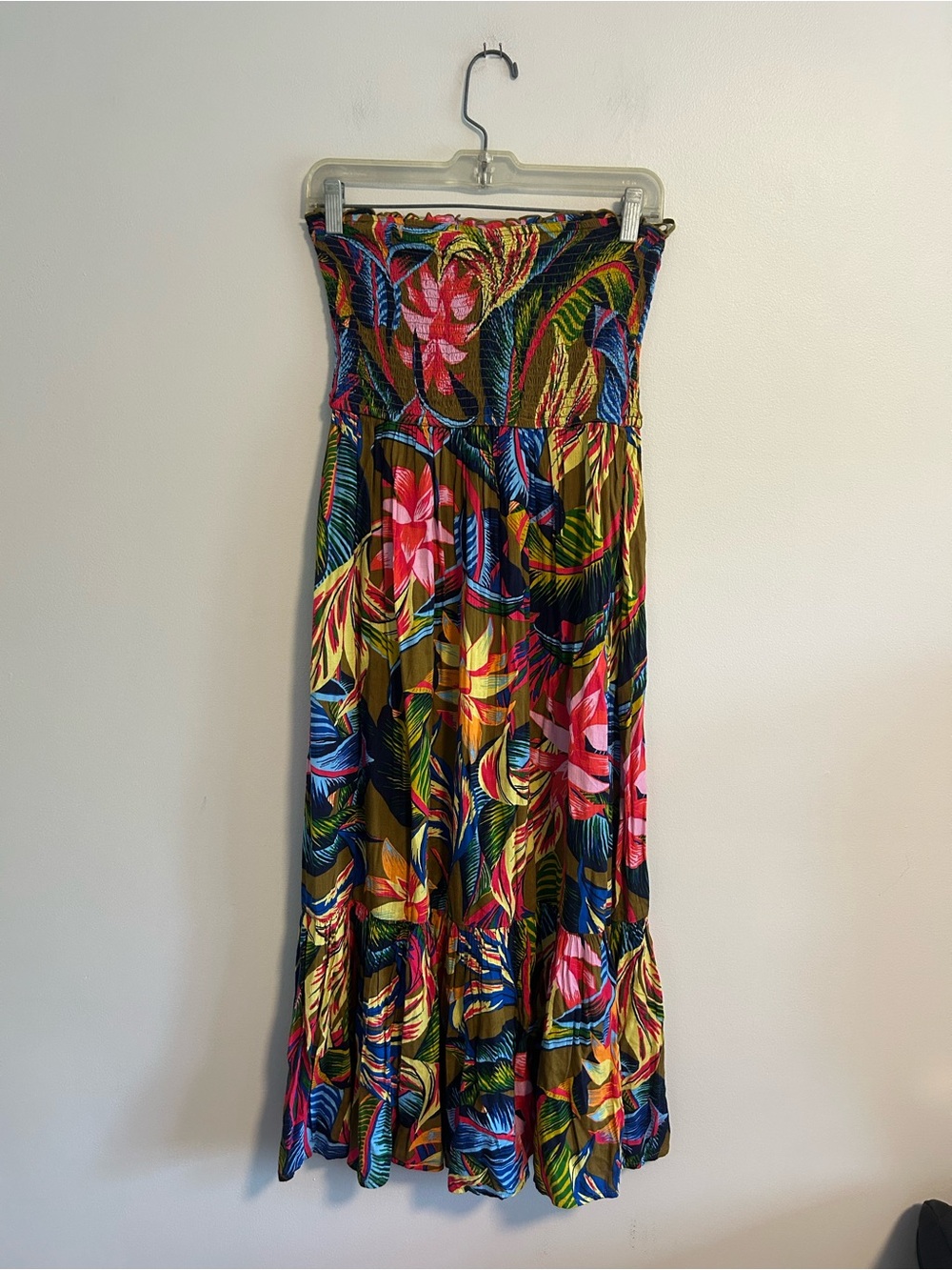 NEW aerie small multicoloured tropical floral strapless maxi dress